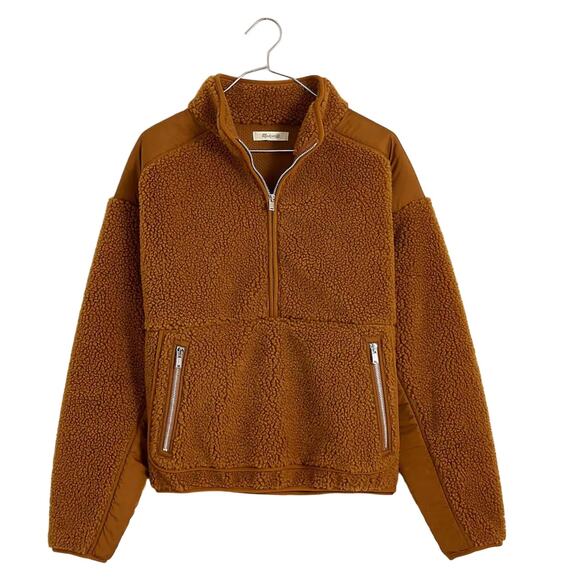 Madewell Jackets & Blazers - Madewell Faux Shearling Half-Zip Pullover Dried Cedar Size XS NWT $148
